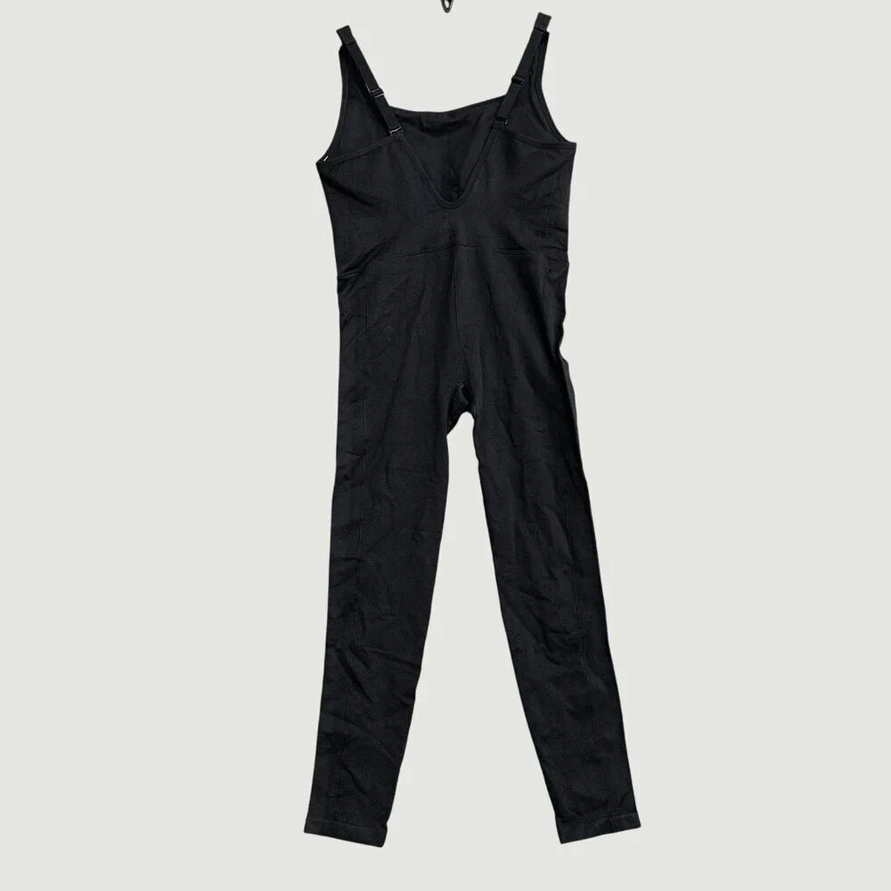 All In Motion Women's M Black Seamless Bodysuit With Built-In Shelf Bra a2435